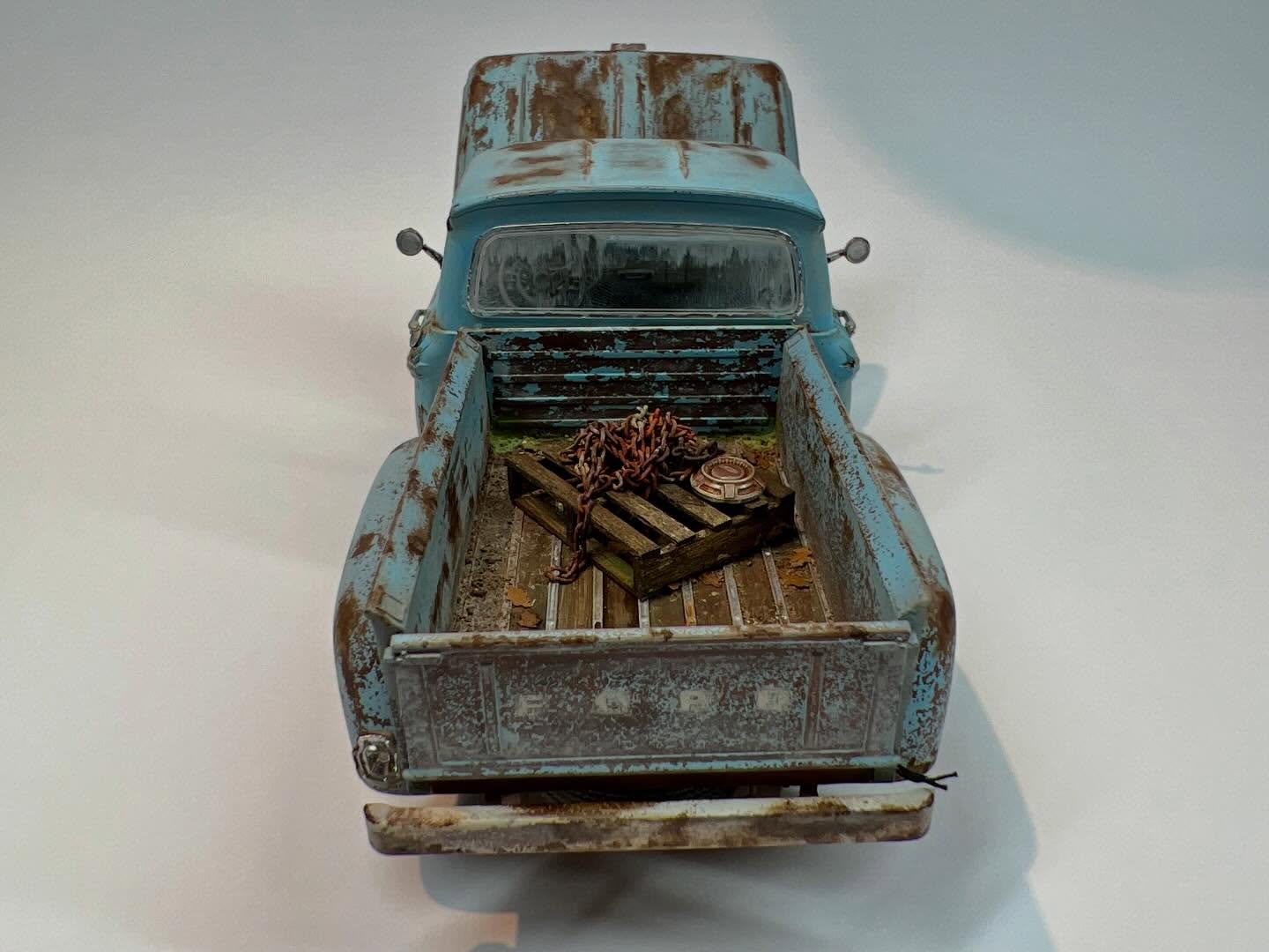 '66 Ford truck — rear bed detail with pallet and chains.